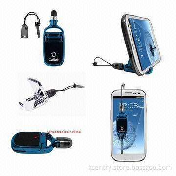 Promotional Pens 3-in-1 Touchscreen Stylus, Stand/Screen Wipe for iPhone/Samsung S3/S4 Smartphone